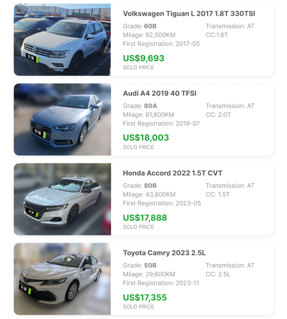 Recent Auctioned Cars