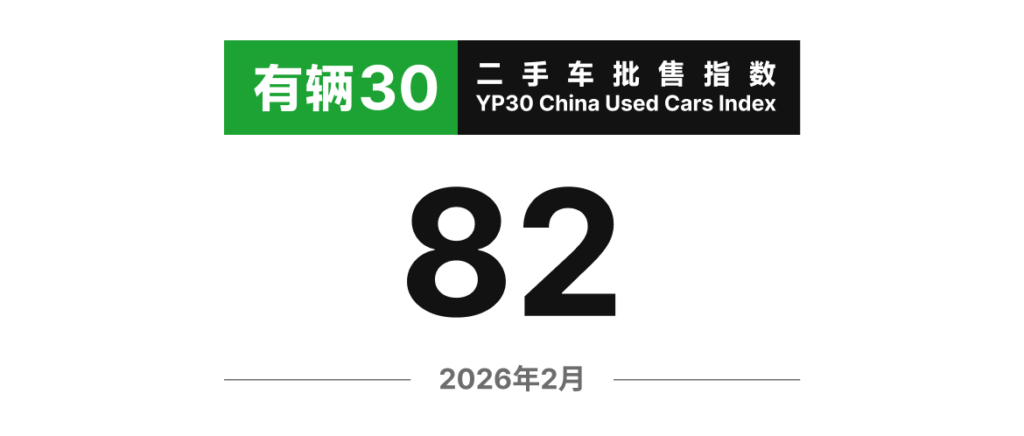 有辆30二手车批售指数 2026年2月