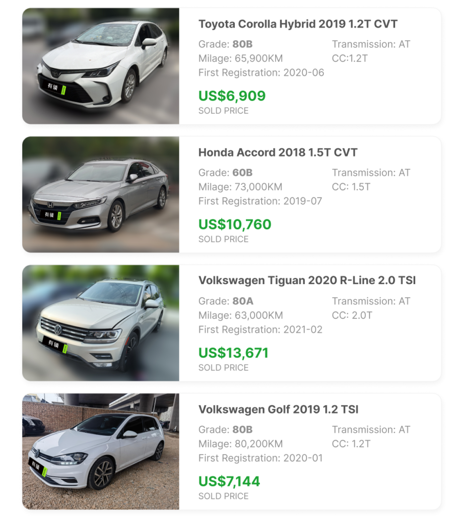 Recent Auctioned Cars