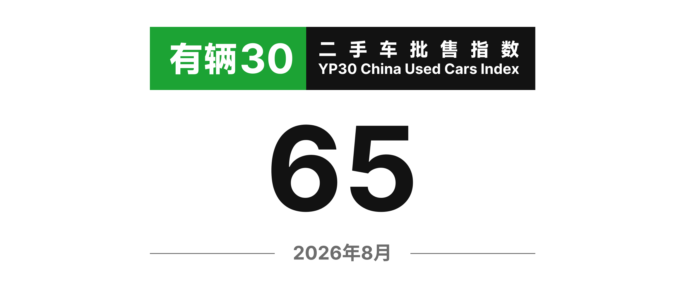 有辆30二手车批售指数YP30 - 2026年8月数据