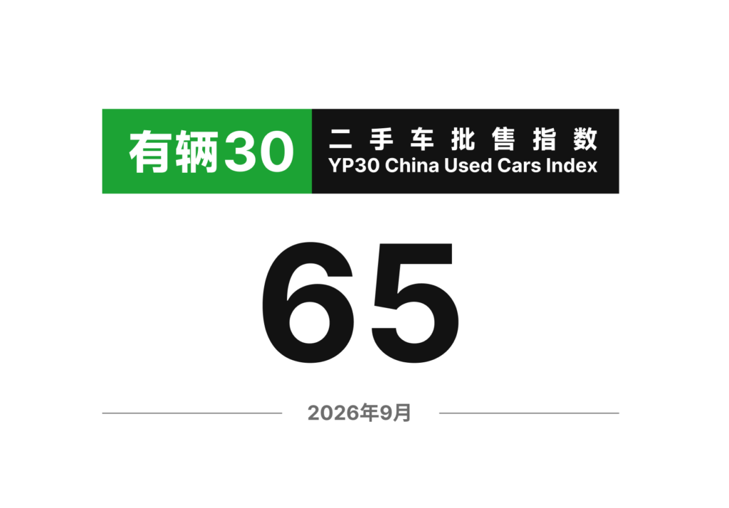 有辆30二手车批售指数YP30 - 2026年9月数据